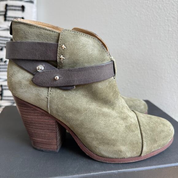 Rag & Bone Harrow Nubuck Suede Ankle Boots Block Heel Hazel EU 38.5/ 8.5 US - Picture 4 of 12